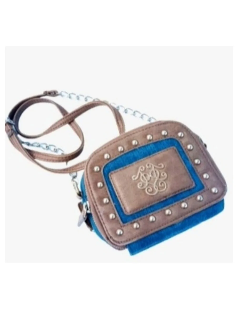 Jessica Simpson Mini Crossbody Wallet Bag | EUC | Denim, Studs, Zip Around